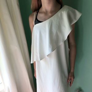 asymmetrical white dress